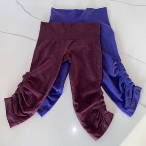 LULULEMON set of 2 In The Flow Crop II leggings sz 4 seamless Magenta & Purple
